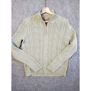 Croft & Barrow Women's Size Medium Light Green Half Zip Cable Knit Sweater